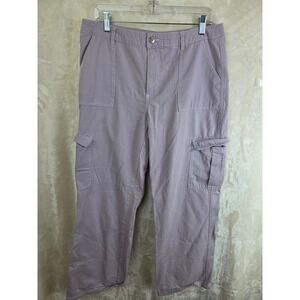 Hesperus Womens XL Cargo Pants Purple Cotton Twill Utility Straight Leg HP4130